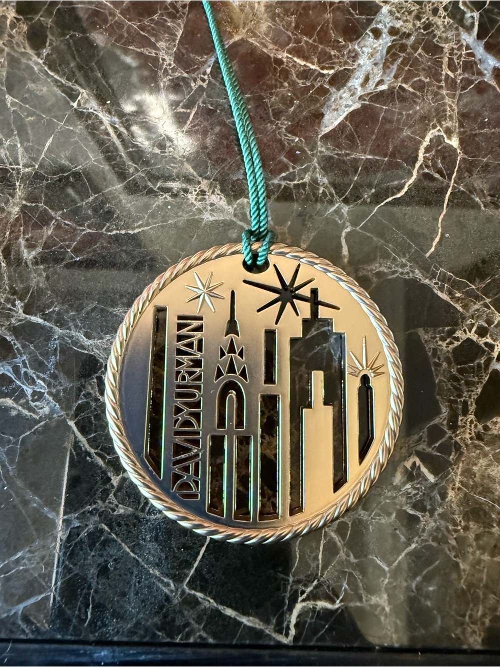 David Yurman Gold and Green City Skyline Ornament